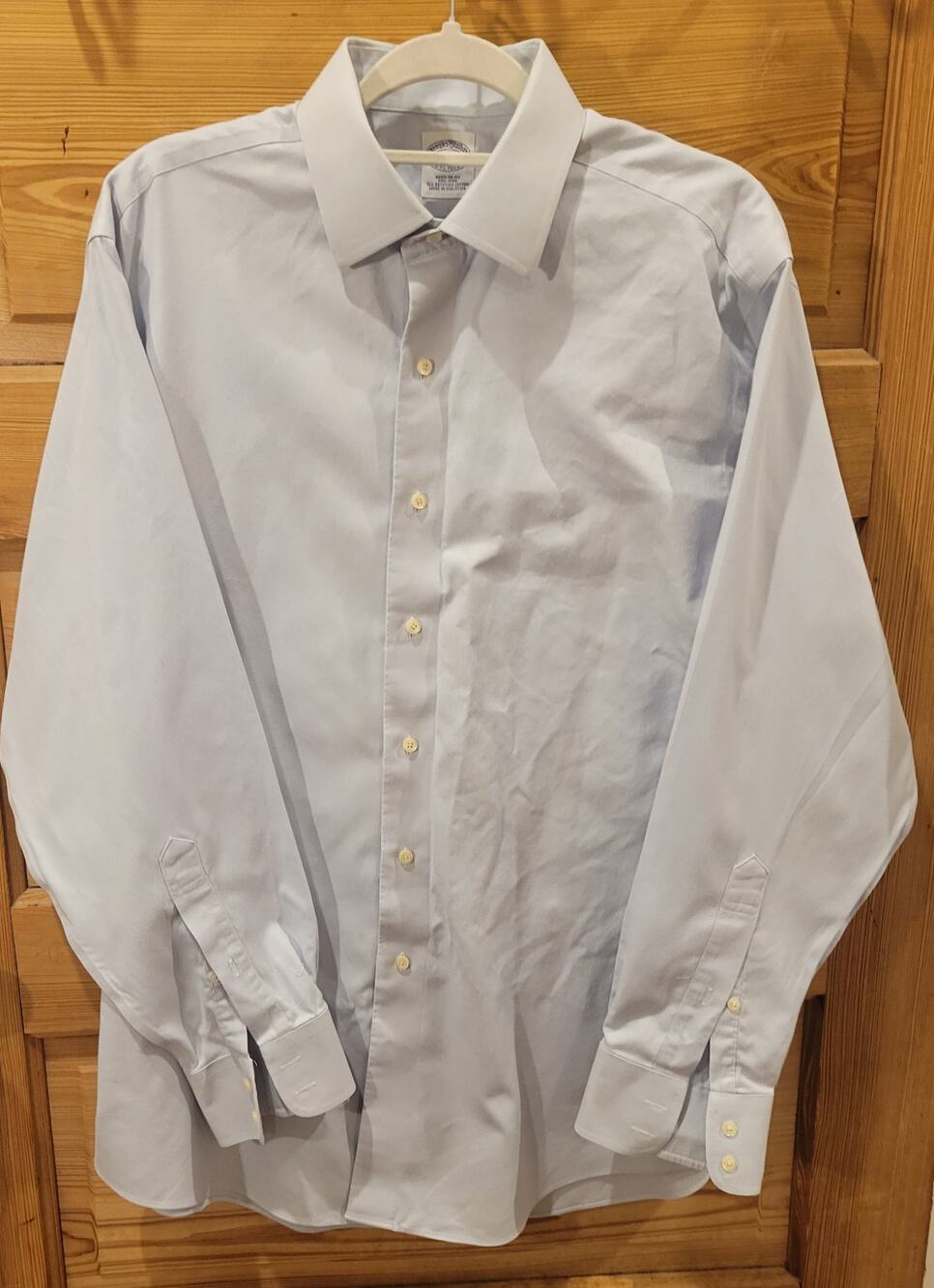 Brooks Brothers Dress Shirt Mens 16.5-35 Regular Fit Blue Non-Iron Oxford